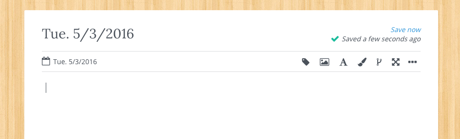 A blank Penzu diary and journal entry ready for writing and sharing.